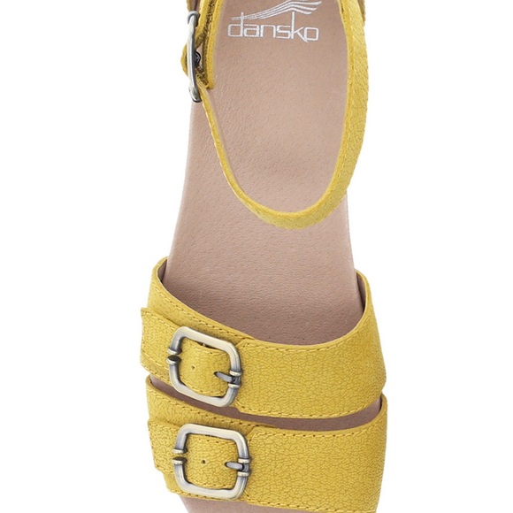 Dansko Astrid Textured Nubuk Yellow Sandal - Picture 2 of 8